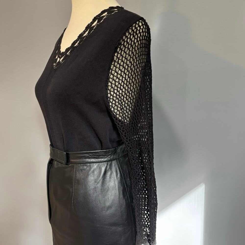 Whimsigoth goth black lace sleeve top mesh Sleeves, see through, size medium